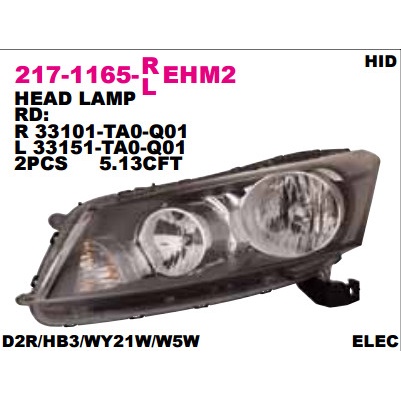 Head Lamp Lampu Depan Honda Accord 2008 2009 2010 2011 2012 Best