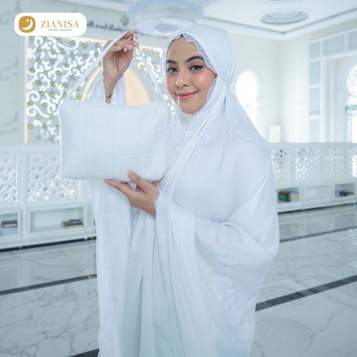[Original] Mukena Plain Premium Mukena Zianisa Ameera Snow White All Size Limited