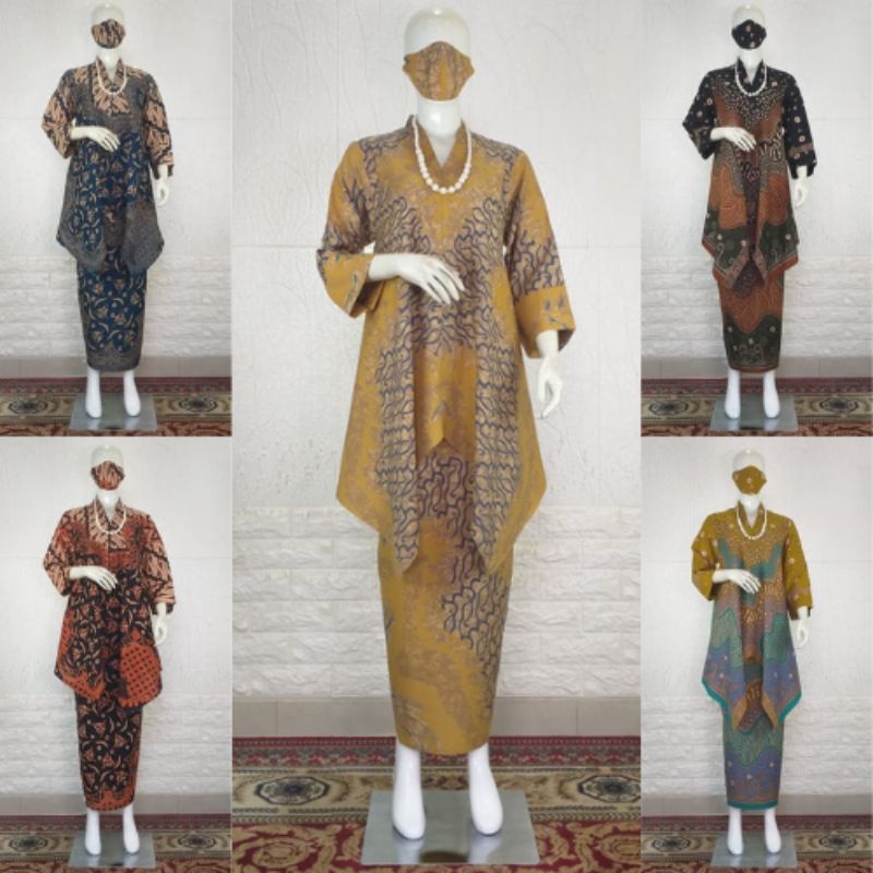 Setelan Batik Wanita Doby Set Rok Blouse V Batik Doby Solo Premium