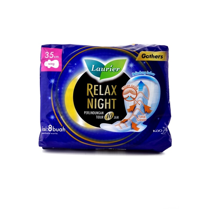 

Gratis Ongkir Pembalut Laurier Relax Night Wing Gathers 35 Cm Isi 8 Pads