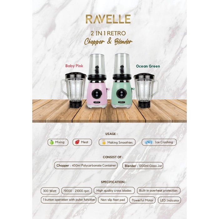 FOOD CHOPPER+BLENDER RAVELLE 2IN1 (UNTUK BLENDER+CHOPPER) NEW