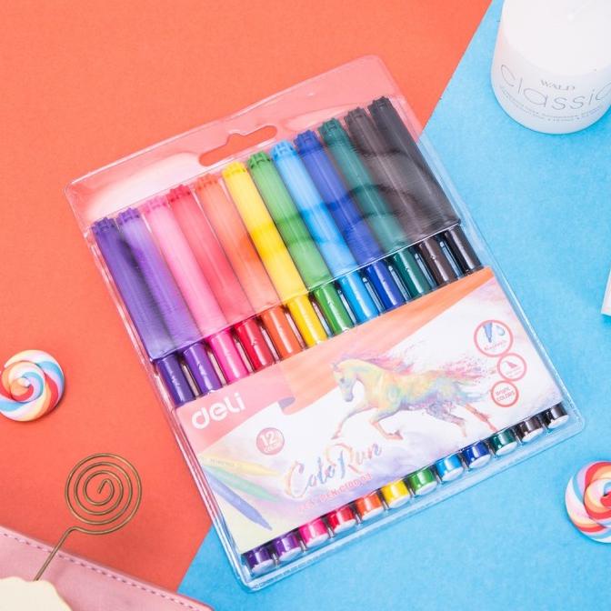 

TERLARIS DELI SPIDOL WARNA EC100 ISI 12/18/24 WARNA FELT PEN 1.0mm ALAT MEWARNA