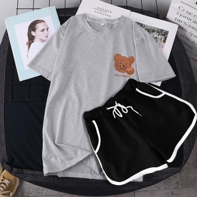 Baju Training Setelan Pendek Olah Raga Santai Import Fashion Wanita