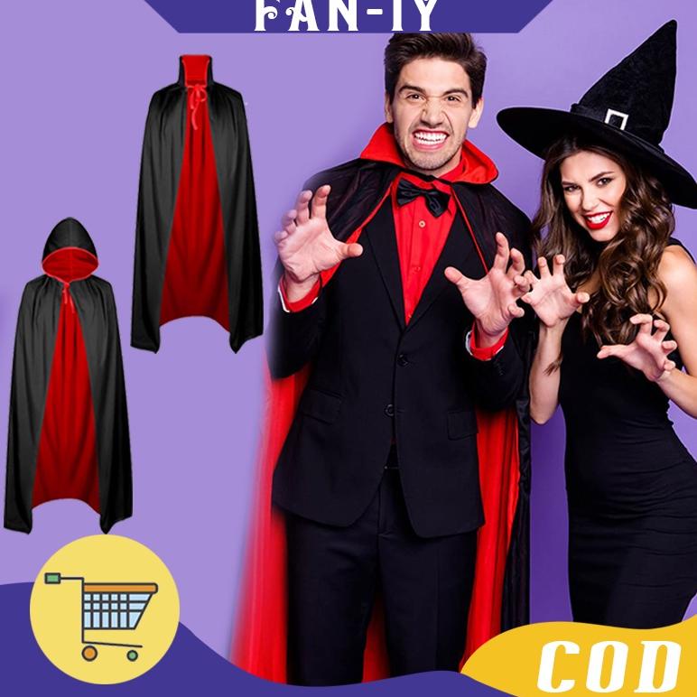 Best Produk Model Dewasa 140cmJubah Anime Cosplay Vampir Drakula / Jubah Hoodie Hitam Kostum Hiasan 