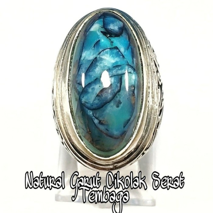 [Baru] Cincin Batu Akik Natural Garut Cikolak Serat Tembaga Semi Pandan Terbatas