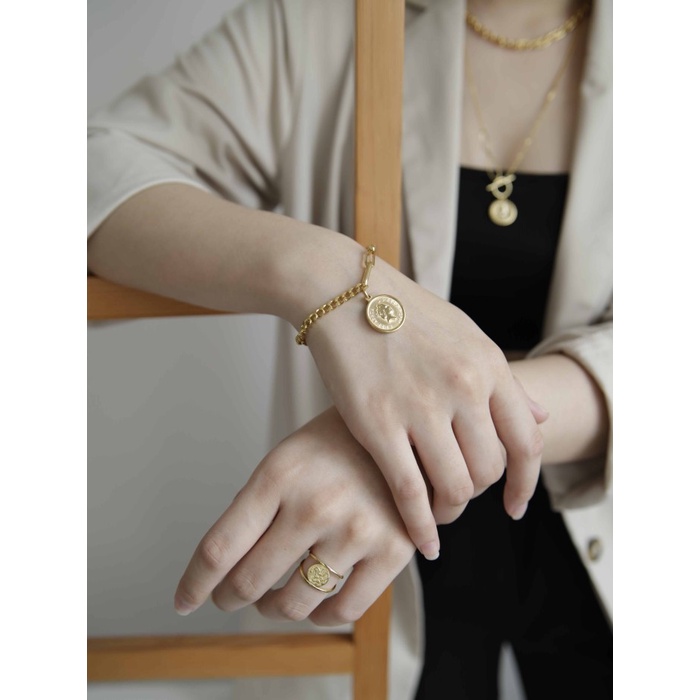 [Baru] Dear Me - Agnes Bracelet Stainless Steel With 18K Gold Plated Berkualitas