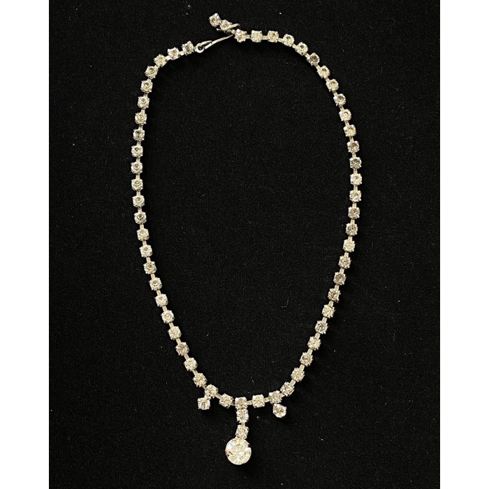 [Baru] Vintage 1950S Rhinestone Choker Necklace Berkualitas