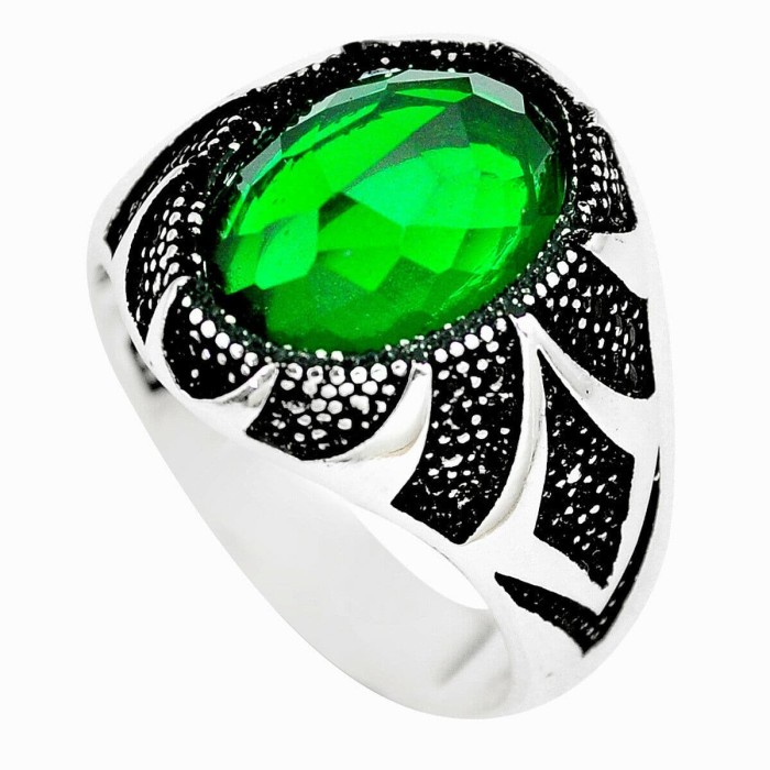 [Baru] Cinci Turkey 6.53Cts Green Emerald Quartz Topaz 925 Silver Size 11 Limited