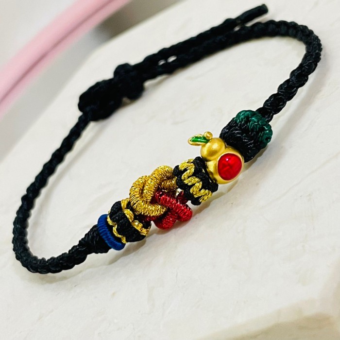 [Baru] Charm Chinese Pumpkin Gelang Tali Variasi Emas Murni 24K Impor Limited