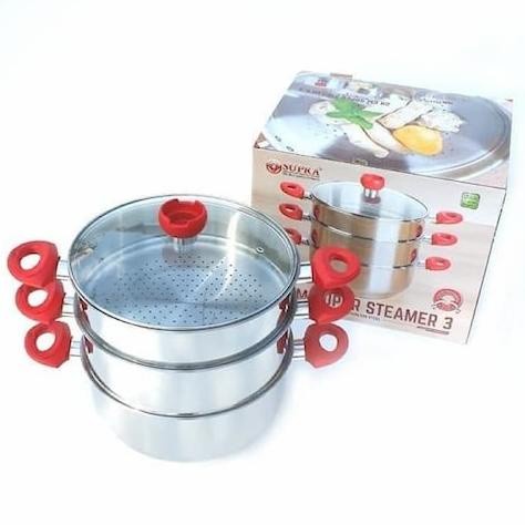 [Ori] Panci Supra Super Steamer Susun 3 32Cm / Panci Supra Stainless Steamer Terbatas
