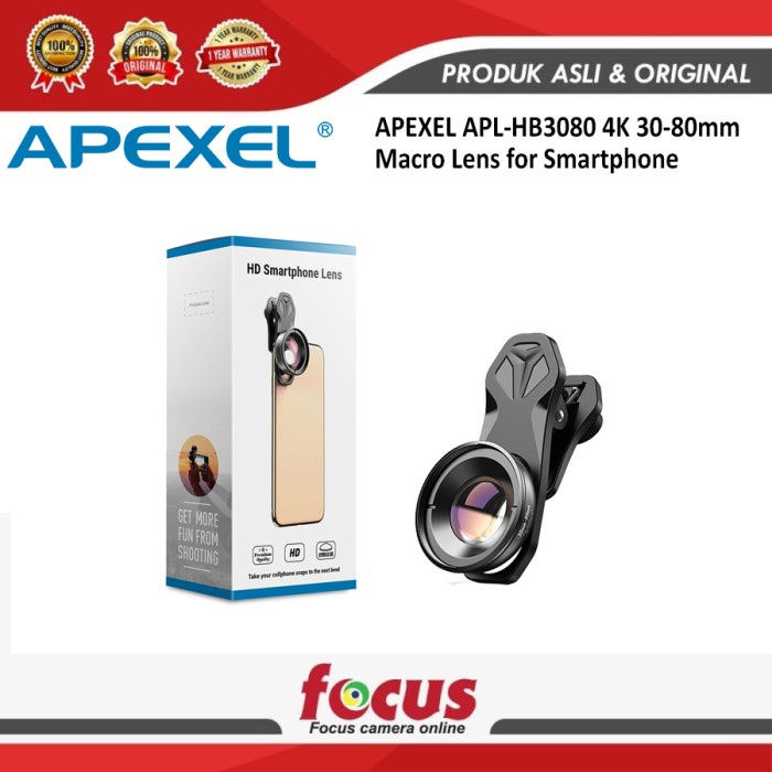 [Original] Apexel Apl-Hb3080 4K 30-80 Mm Macro Lens For Smartphone Diskon