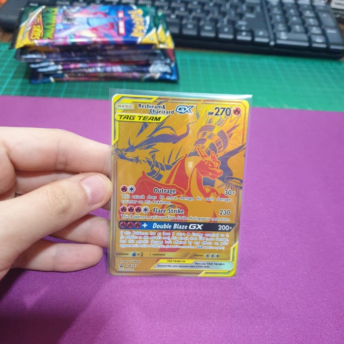 ✅COD Kartu Pokemon English - Reshiram Charizard Gx Gold Promo Terbaru