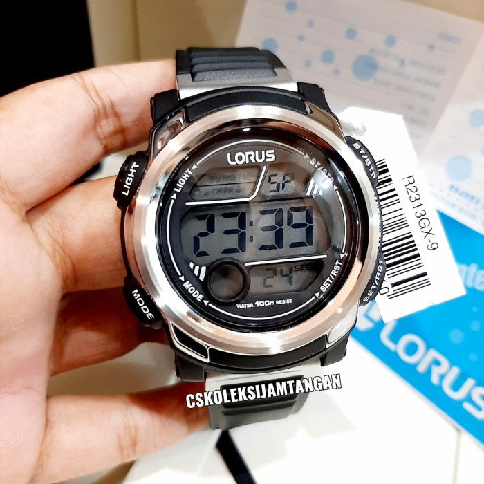 ✅New Ori Jam Tangan Pria Lorus R2313Gx-9 Digital Silver Black Rubber Original Limited