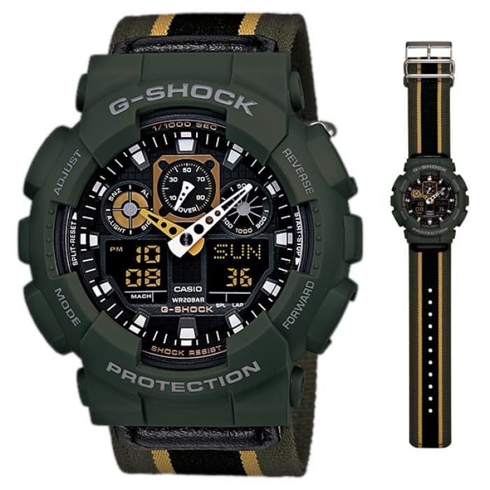 ✅New Ori Tali Band Strap Casio Gshock Original Ga-100Mc-3A Ga 100Mc 3A Kanvas Limited