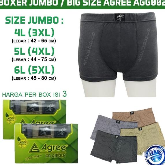 Celana Dalam Boxer Pria Jumbo / Big Size Agree AGG002 Isi 3