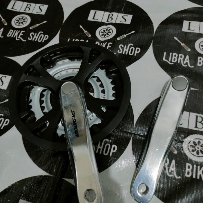 [Baru] Nos Crank Sr Suntour 870 48-38-28T Triple Speed Hitam Chrome Berkualitas
