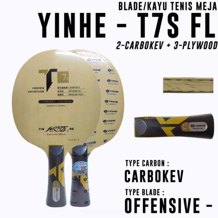 [COD] Kayu Bet Bat Tenis Meja Pingpong Yinhe T7S Fl Original Berkualitas