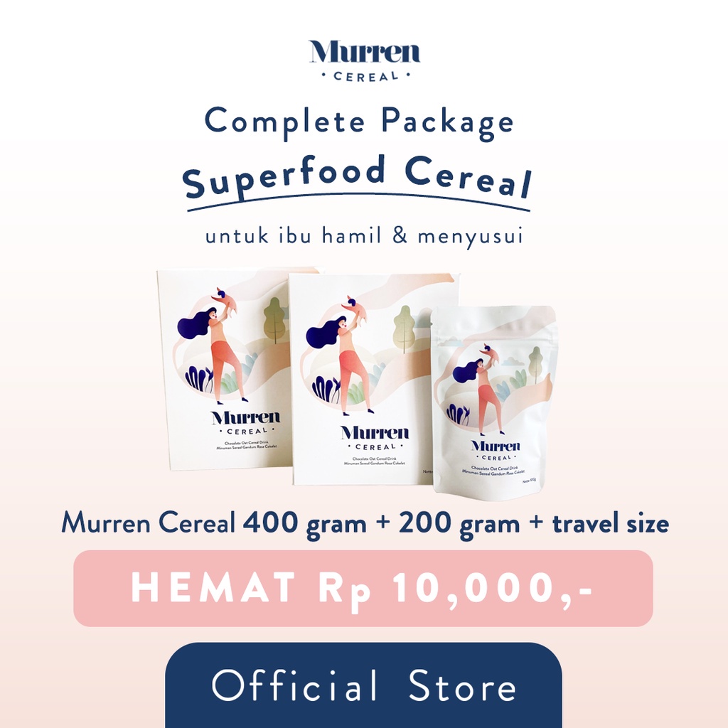 

Murren Complete Paage - Murren Cereal Rasa Cokelat 400 Gram, 200 Gram, Dan 100 Gram Food Ibu