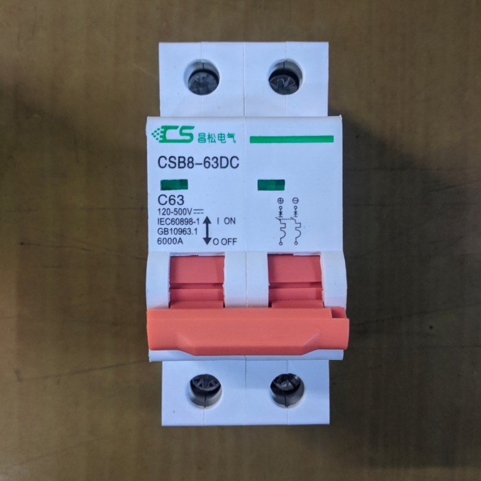 [Ori] Mcb Dc 2P 63A Breaker Dc 500V 63A Mcb Solar Panel Mcb Aki Mcb Plts Diskon