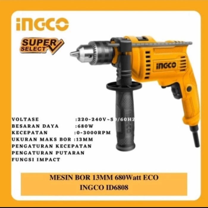 ✅COD Mesin Bor Ingco 13Mm 680Watt / Bor Tangan / Bor Listrik Ingco Id6808 Terbaru