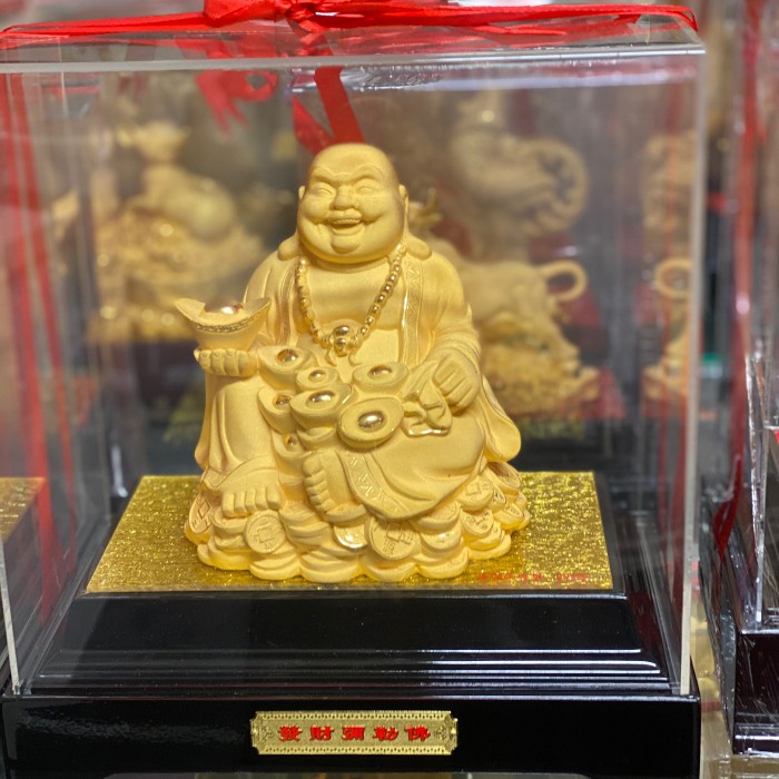 BAI GIFT PAJANGAN PATUNG BUDDHA DEWA MAITREYA LAPIS EMAS PATUNG BUDDHA