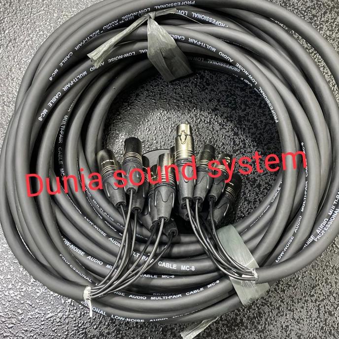 snake kabel isi 8 komplit + konektor jack male female 20meter