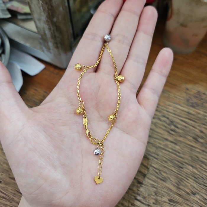 ✨Sale Gelang Rantai Pentol Gold Putih Rosegold Rose Gold Emas Asli 375 Ubs Berkualitas