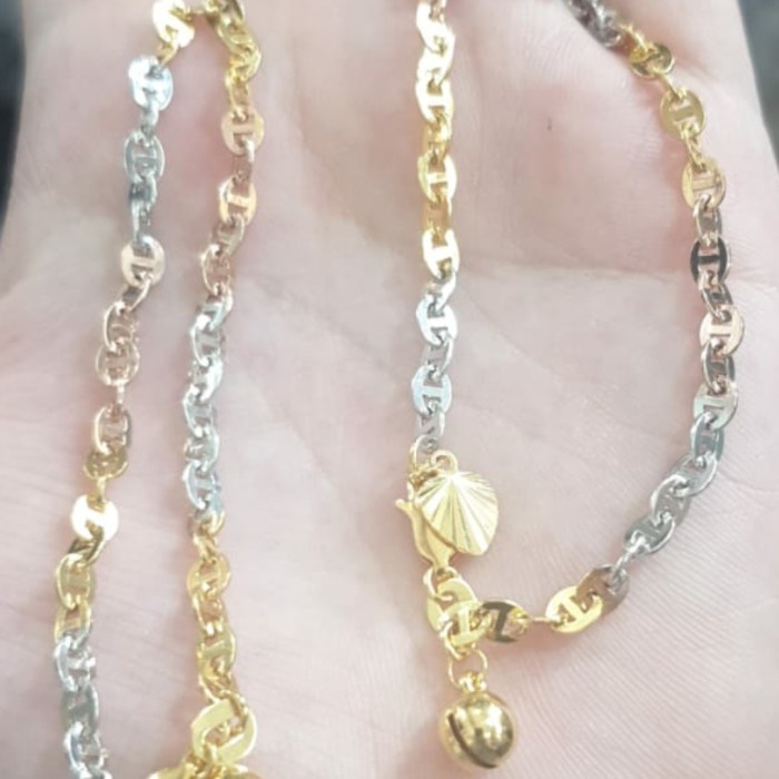 ✨Sale Gelang Rantai Kombinasi Putih Rosegold Rose Gold Emas Asli 700 70 Terbaru
