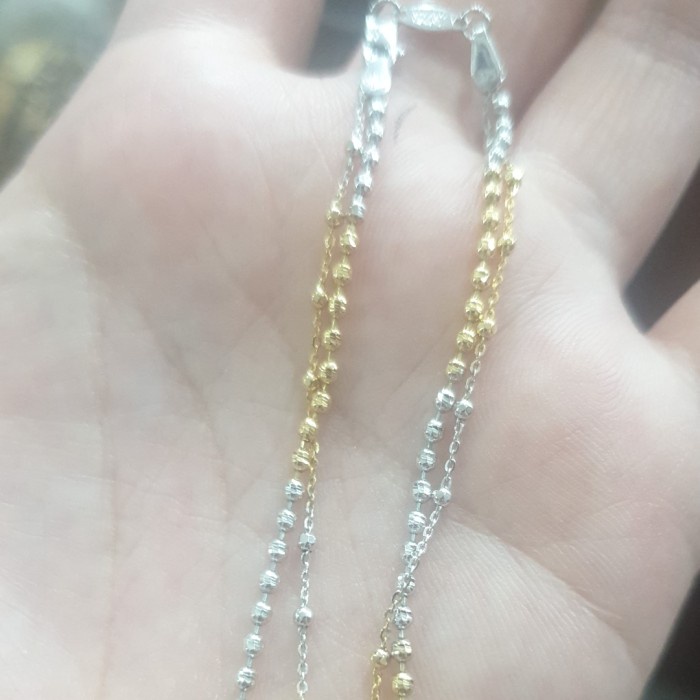 ✨Sale Gelang Jedar 2 Layer Lapis Double Ubs Rose Gold Putih Emas Asli 375 Berkualitas