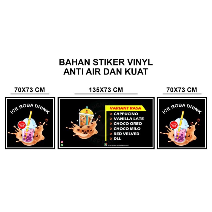 

✨Ready Stiker Grobak Ice Boba Smping 70X73 Cm Depan 135X73 Cm Terbaru