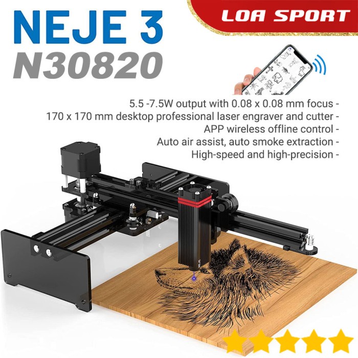 

✨Sale Printer Laser Grafir Neje 3 N30820 Diy Cutting Engraver 5500-7500Mw Limited