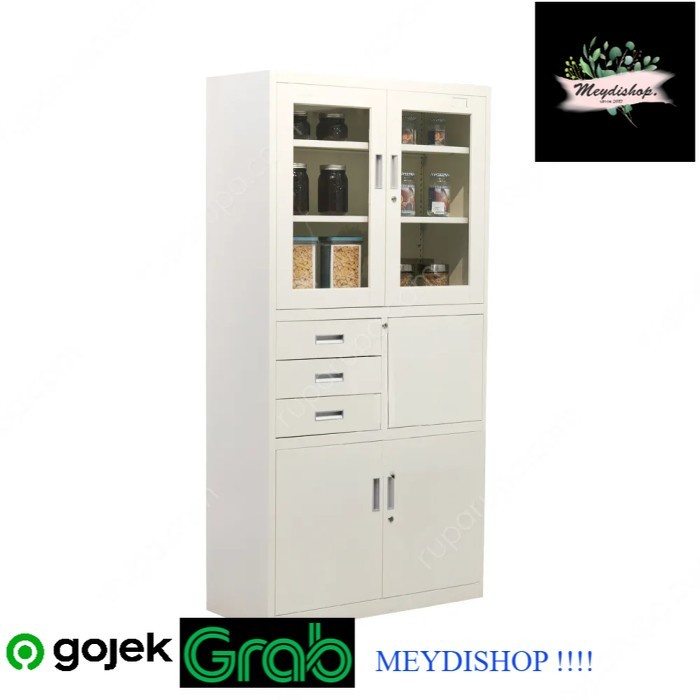 

✨Ready Krisbow Lemari Arsip Filing Cabinet Besi Pintu Kaca 90X39X180 Cm Limited