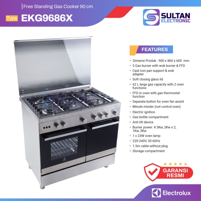 ✨Original Electrolux Kompor With Oven Free Standing Ekg9686X Limited