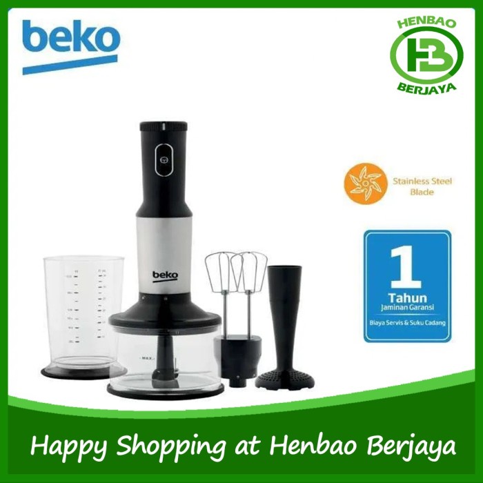 ✨New Ori Beko Hand Blender Mixer Chopper 3In1 Hba7608W 1Liter Immersion Berkualitas