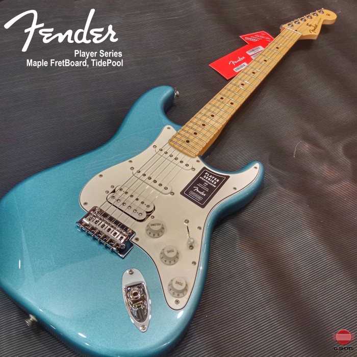 ✨New Ori Fender Player Stratocaster Electric Guitar Maple Fb Tidepool Terbaru