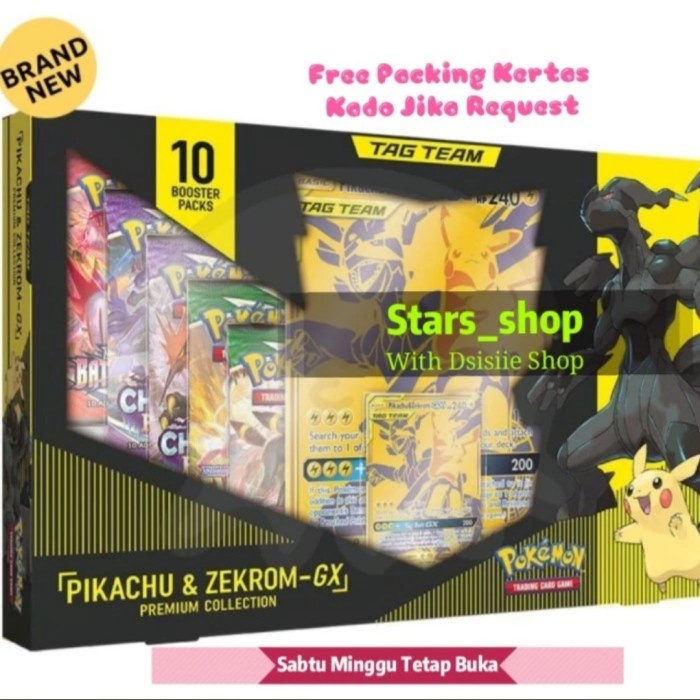 ✅Termurah Pokemon Tag Team Pikachu  Zekrom Gx Premium Collection Card Original Diskon