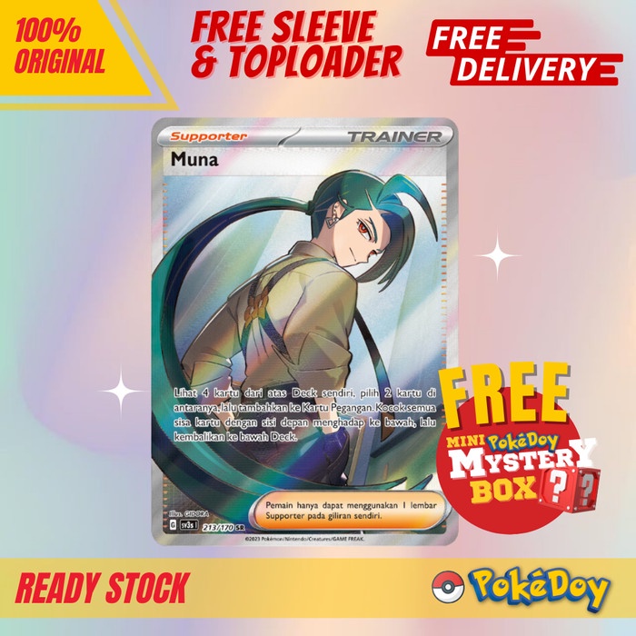 ✅Termurah Kartu Pokemon Muna Sr 213/170 Supporter Kilau Hitam Indonesia Sv3S Tcg Berkualitas