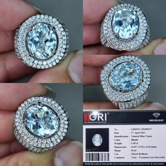 ✨Termurah Natural Blue Topaz No Treatment 5.49Cts Memo Gri Diskon