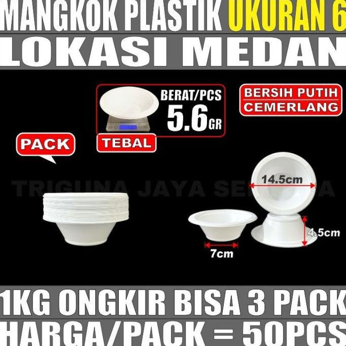 *$*$*$*$] Mangkok Plastik Putih M6 Sedang / M7 Besar Per Pack Sekali Pakai Medan