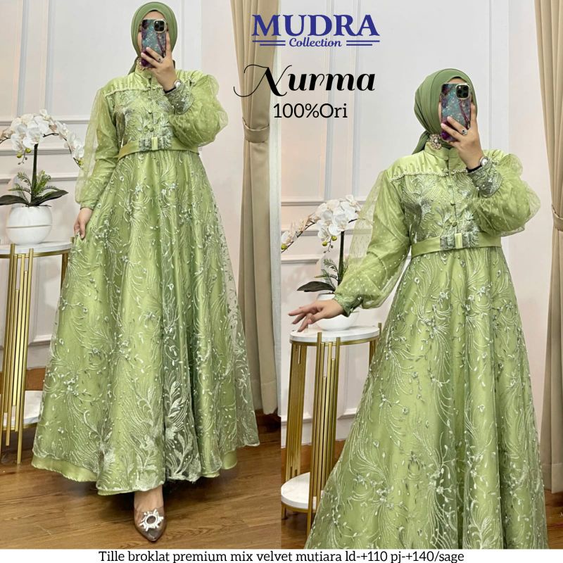 NURMA DRESS ORIGINAL BY MUDRA HIJAB // GAUN PESTA GAMIS TILE BRUKLAT TERLARIS