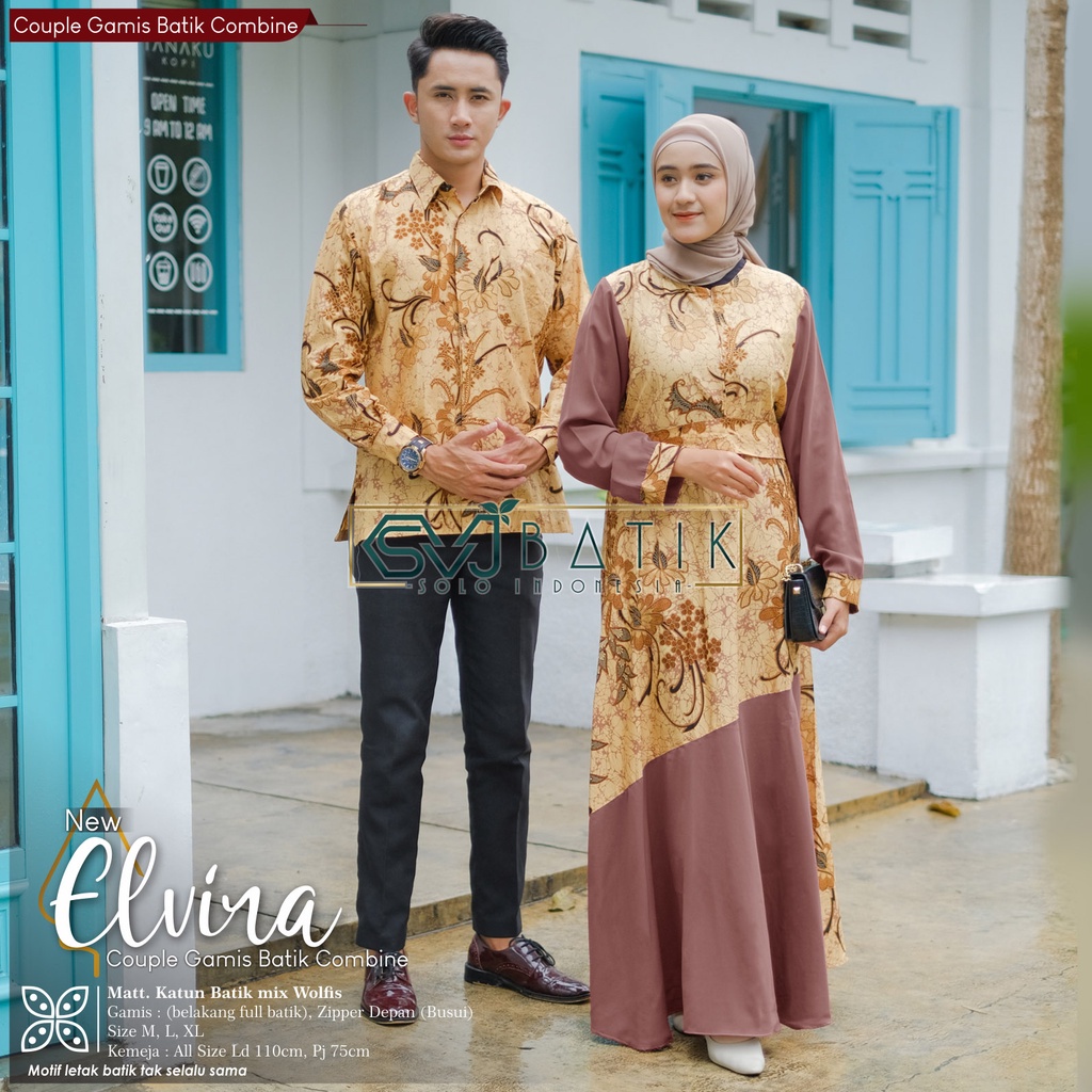 [WISE CHOISE GODRIC] Couple Gamis Batik Kombinasi Wanita Terbaru Baju Pasangan Kondangan Pesta SIAP