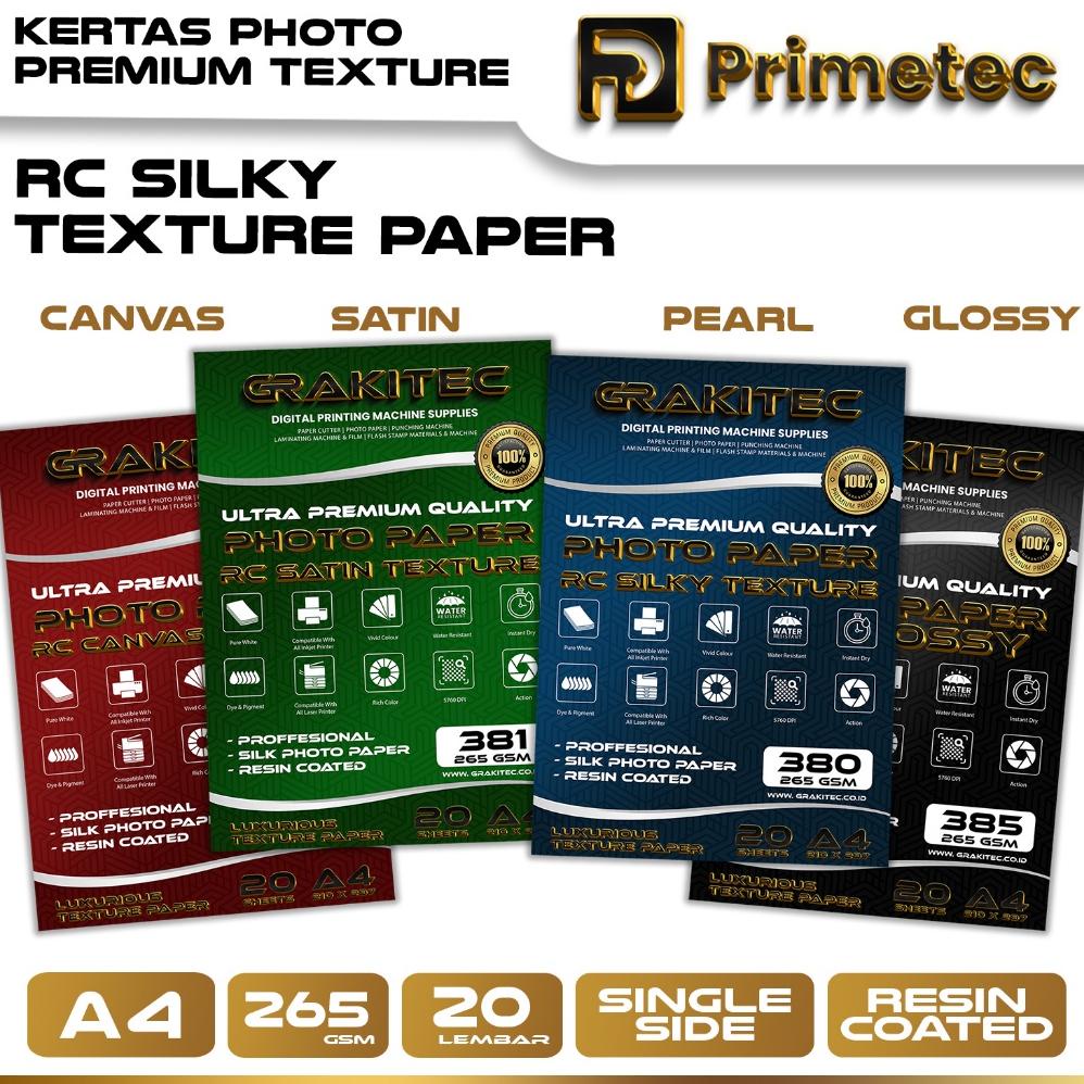 

Trend - Kertas Foto Silky Texture A4 Professional Silky, Glossy Po Paper 265 A4, Motif Pearl, Canvas, Satin / Luster Resin Coated Primetec