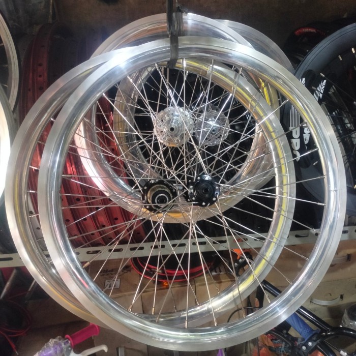 ✨Ori Wheelset 20 451 Hub Nautilus Vbrake Silver Jangkrik Lonceeeeer Berkualitas