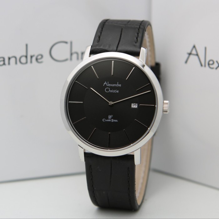 ✨Sale Alexandre Christie Ac 8599 Silver Black Pria. Garansi Resmi 1Tahun Limited