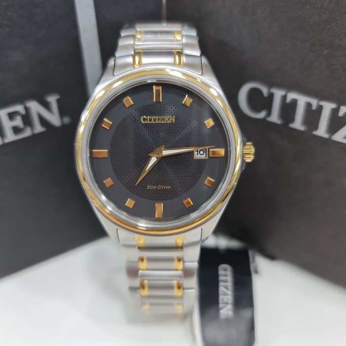 ✨Sale Jam Tangan Pria Citizen Eco-Drive Au1059 Silver Gold Black Terbatas