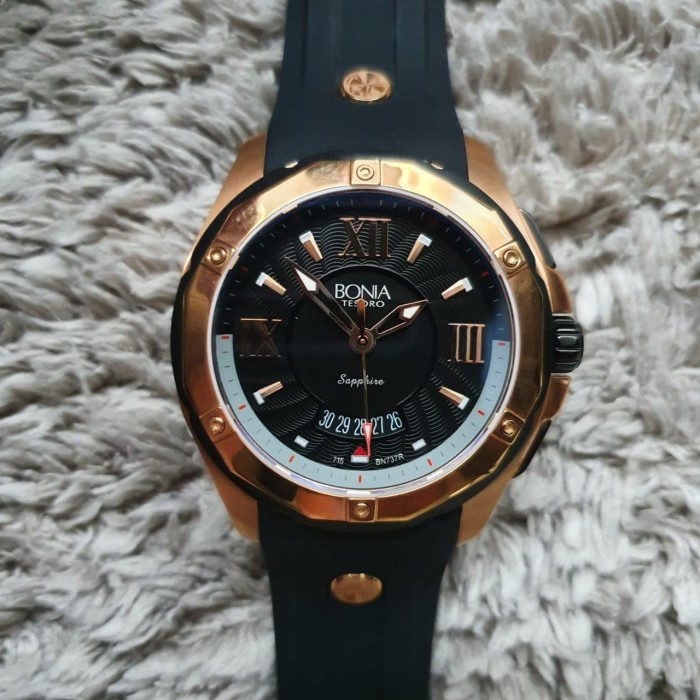 ✨Sale Jam Tangan Pria Bonia B737-1533R Rose Gold Hitam Original Murah Limited