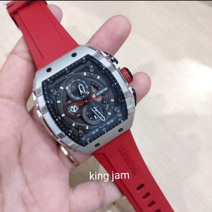✨Ready Jam Tangan Pria Expedition E 6782 Original Red Silver Berkualitas