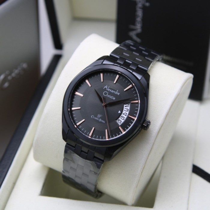 ✨Ready Jam Tangan Pria Alexandre Christie Ac 8674 Md Original Black List Rose Terbaru