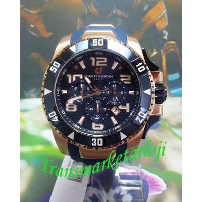 ✨Sale Jam Tangan Pria Charles Jourdan Cj1026-1585C Rose Gold Biru Original Limited