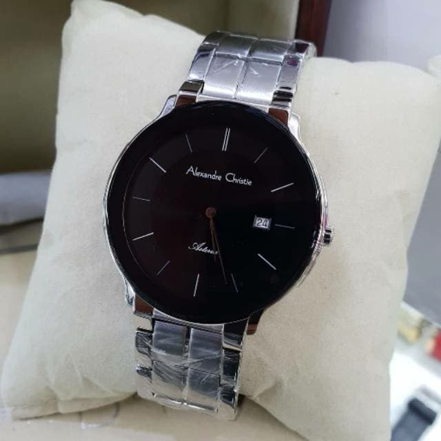 ✨Ready Jam Tangan Alexandre Christie Pria Original Ac8615 Black Silver Berkualitas